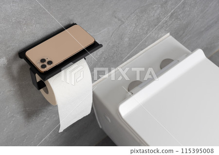 Smartphone on Toilet Paper Holder Smartphone on Toilet Paper Holder 115395008