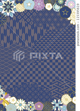 Summer Japanese-style floral background material (postcard size) 115395619