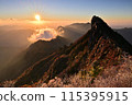 Mt. Ishizuchi, the highest mountain in Shikoku in western Japan, autumn sunrise 115395915