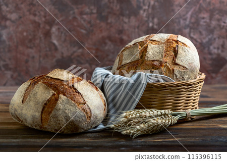 Homemade rustic bread with sourdough. 115396115