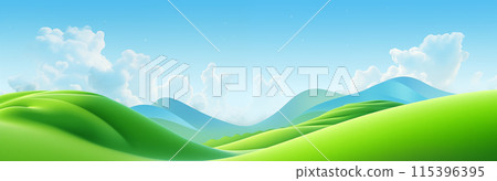 绿色的草地山丘自然风景图片素材 115396395