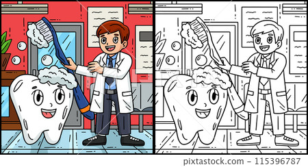 Dental Care Dentist and Tooth Illustration Dental Care Dentist and Tooth Illustration 115396787