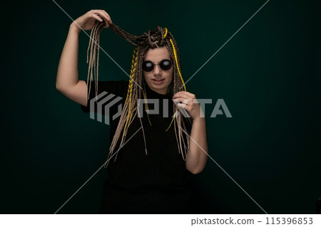 Woman With Dreadlocks in Black Shirt 115396853
