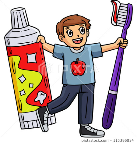 Dental Care Child with Gant Toothbrush Clipart 115396854