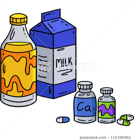 Milk and Calcium Cartoon Colored Clipart  115396902