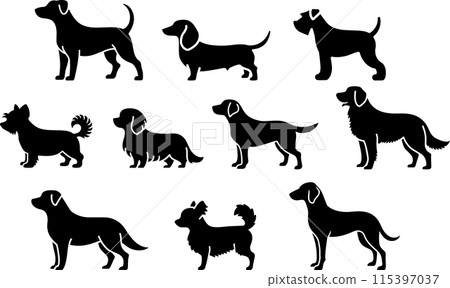 Dog silhouettes 10 types set 07 115397037