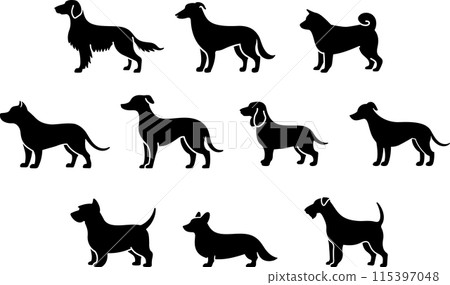 Dog silhouettes 10 types set 01 Dog silhouettes 10 types set 01 115397048