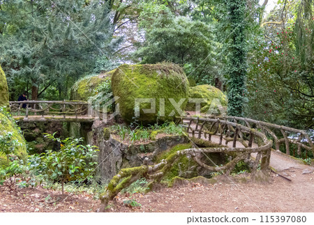 Mossy boulders in the Lake of the Good Jesus Park in Braga, Portugal Mossy boulders in the Lake of the Good Jesus Park in Braga, Portugal 115397080