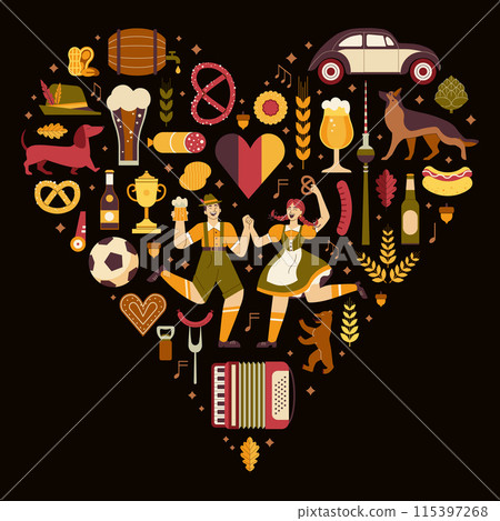 Germany Travel Card or Print with German Symbols 115397268