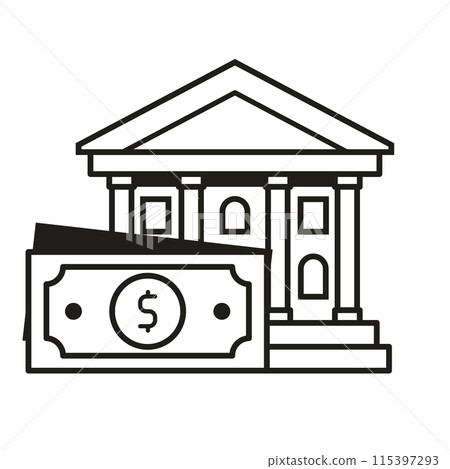Bank and Finance System Icon in Line Art Design Bank and Finance System Icon in Line Art Design 115397293