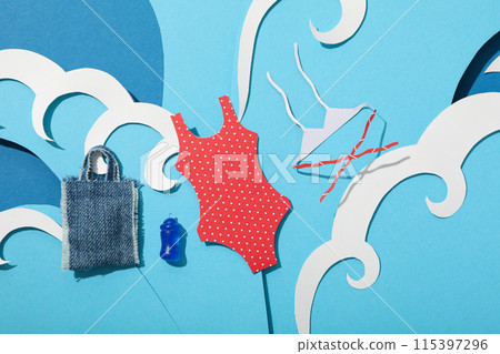 Swimsuit and other accessories for a summer trip to the sea. Swimsuit and other accessories for a summer trip to the sea. 115397296