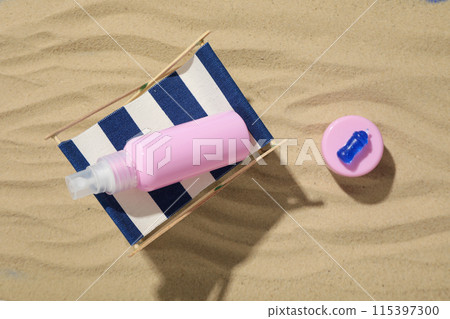 The concept of summer holidays, a place to rest on the beach. The concept of summer holidays, a place to rest on the beach. 115397300