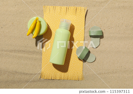 The concept of summer holidays, a place to rest on the beach. The concept of summer holidays, a place to rest on the beach. 115397311