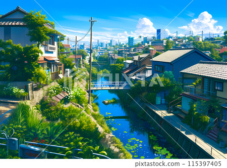 沿河的街道 115397405