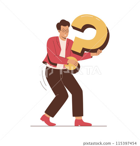 Man carrying a big question mark 115397454