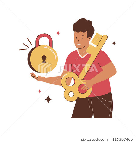 Man holds the key concept 115397460