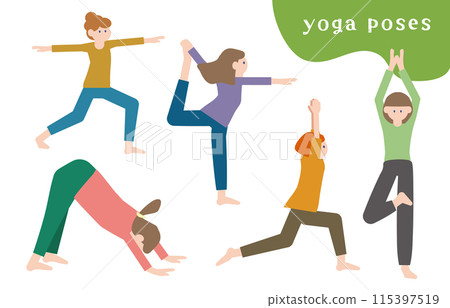 Yoga poses illustration set 115397519