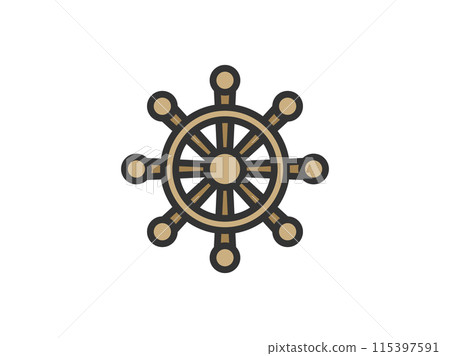 Illustration of steering wheel icon (line drawing color) Illustration of steering wheel icon (line drawing color) 115397591