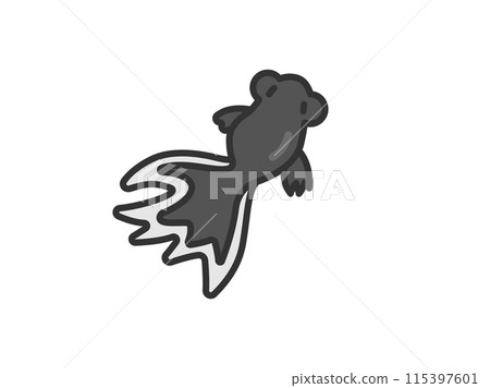 Illustration of a swimming Demekin icon (line drawing color) 115397601