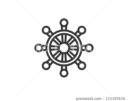 Illustration of steering wheel icon (line drawing) Illustration of steering wheel icon (line drawing) 115397616
