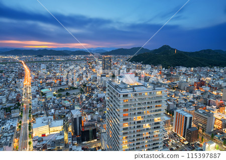 Gifu, Japan City Skyline at Dusk 115397887