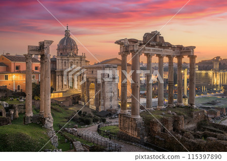 Rome, Italy at the historic Roman Forum Ruins 115397890