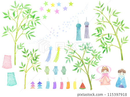 手繪水彩七夕裝飾一套 115397918