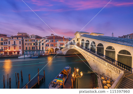 Venice, Italy at the Rialto Bridge over the Grand Canal Venice, Italy at the Rialto Bridge over the Grand Canal 115397960