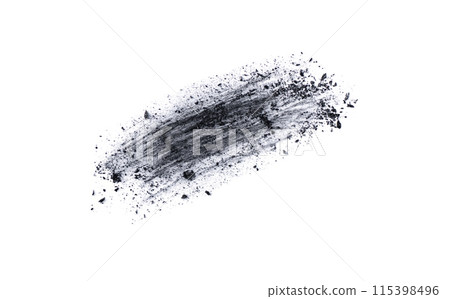 Charcoal powder dust isolated on white background. Black coal powder. Abstract scattered charcoal dust for design. 115398496