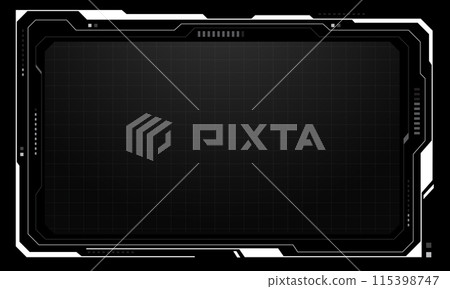 Hud frames white grey user interface elements design modern technology futuristic control panel screen digital hologram window gaming menu touching cyber monitor set on black background vector Hud frames white grey user interface elements design modern technology futuristic control panel screen digital hologram window gaming menu touching cyber monitor set on black background vector 115398747