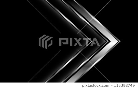 Abstract silver arrow direction geometric on black luxury elegant background vector Abstract silver arrow direction geometric on black luxury elegant background vector 115398749