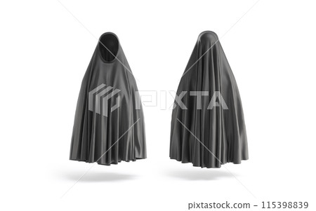 Blank black female chador mockup, front and back view 115398839