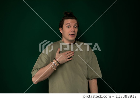 Surprised Man Looking at Something Unexpected Surprised Man Looking at Something Unexpected 115398912