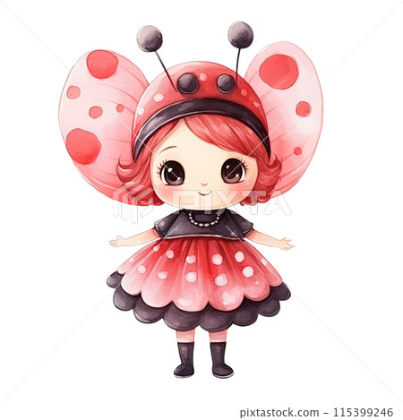 Little Girl Wearing Ladybug Costume 115399246