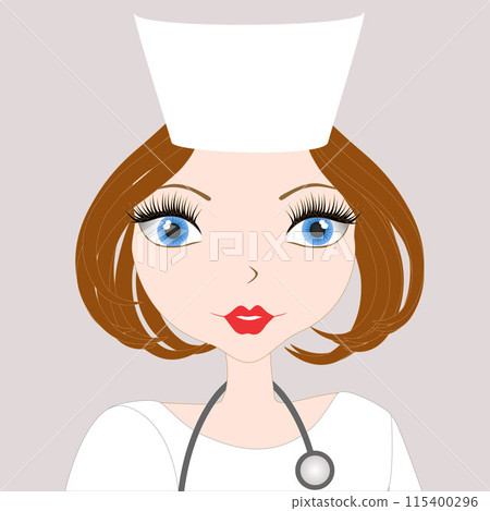 Portrait of a doctor girl on a gray background. 115400296
