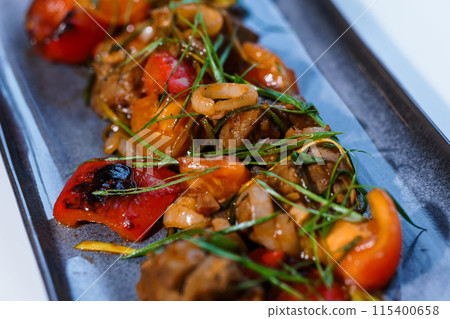 Stewed meat with vegetables and mushrooms Stewed meat with vegetables and mushrooms 115400658
