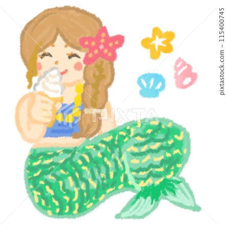 人魚公主吃軟冰淇淋 115400745