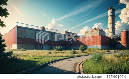 Rusty factory chimney 115401034