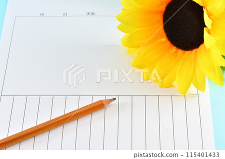 圖片日記和向日葵的暑假作業形象 圖片日記和向日葵的暑假作業形象 115401433