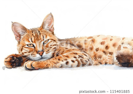 Ocicat watercolor, isolated on white background. 115401885