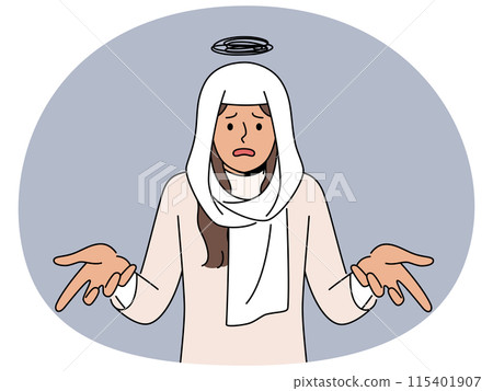 Unhappy muslim woman feeling frustrated 115401907