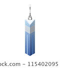 Isometric illustration of "Fukuoka Tower" that becomes a city when arranged 115402095