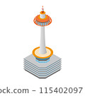 Isometric illustration "Kyoto Tower" that becomes a city when arranged 115402097