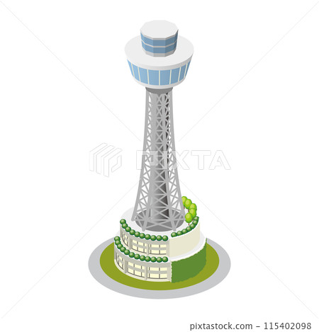 Isometric illustration of "Yokohama Marine Tower" that becomes a city when arranged 115402098