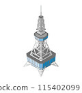 Isometric illustration of Nagoya TV Tower that becomes a city when arranged 115402099