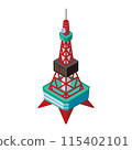 Isometric illustration of "Sapporo TV Tower" that becomes a city when arranged 115402101
