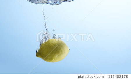 Fresh fruit falling into the water. Organic fruits for making effective juices for dieting. Fresh fruit falling into the water. Organic fruits for making effective juices for dieting. 115402178