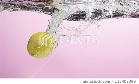 Fresh fruit falling into the water. Organic fruits for making effective juices for dieting. Fresh fruit falling into the water. Organic fruits for making effective juices for dieting. 115402399