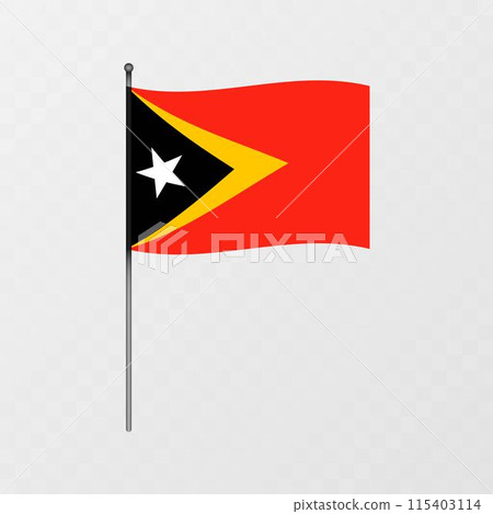 East Timor flag on flagpole. Vector illustration. 115403114