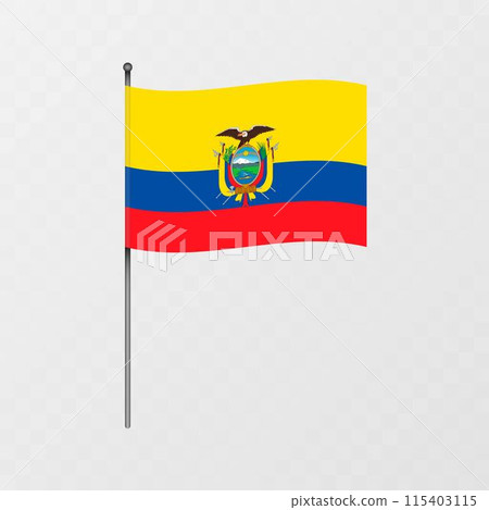Ecuador flag on flagpole. Vector illustration. Ecuador flag on flagpole. Vector illustration. 115403115